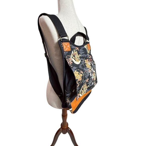 Ripple Japan Unisex Embroidered Canvas Backpack Japanese Dragon Art Vegan Bag - Picture 2 of 14